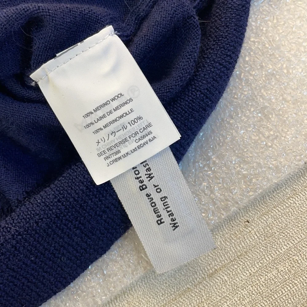 J crew blue merino wool tie cold shoulder sweater large